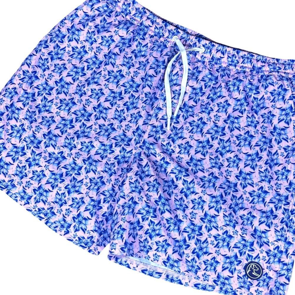 Rhoback Medley Swim Trunks Mens XXL Pink Blue Floral Performance Shorts MSWM0002